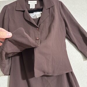 Vtg 90s Brown Dress Set 2 Pc Sheer Button Overlay Ruffle Bow Dressy Hoco Y2K‎ 6P